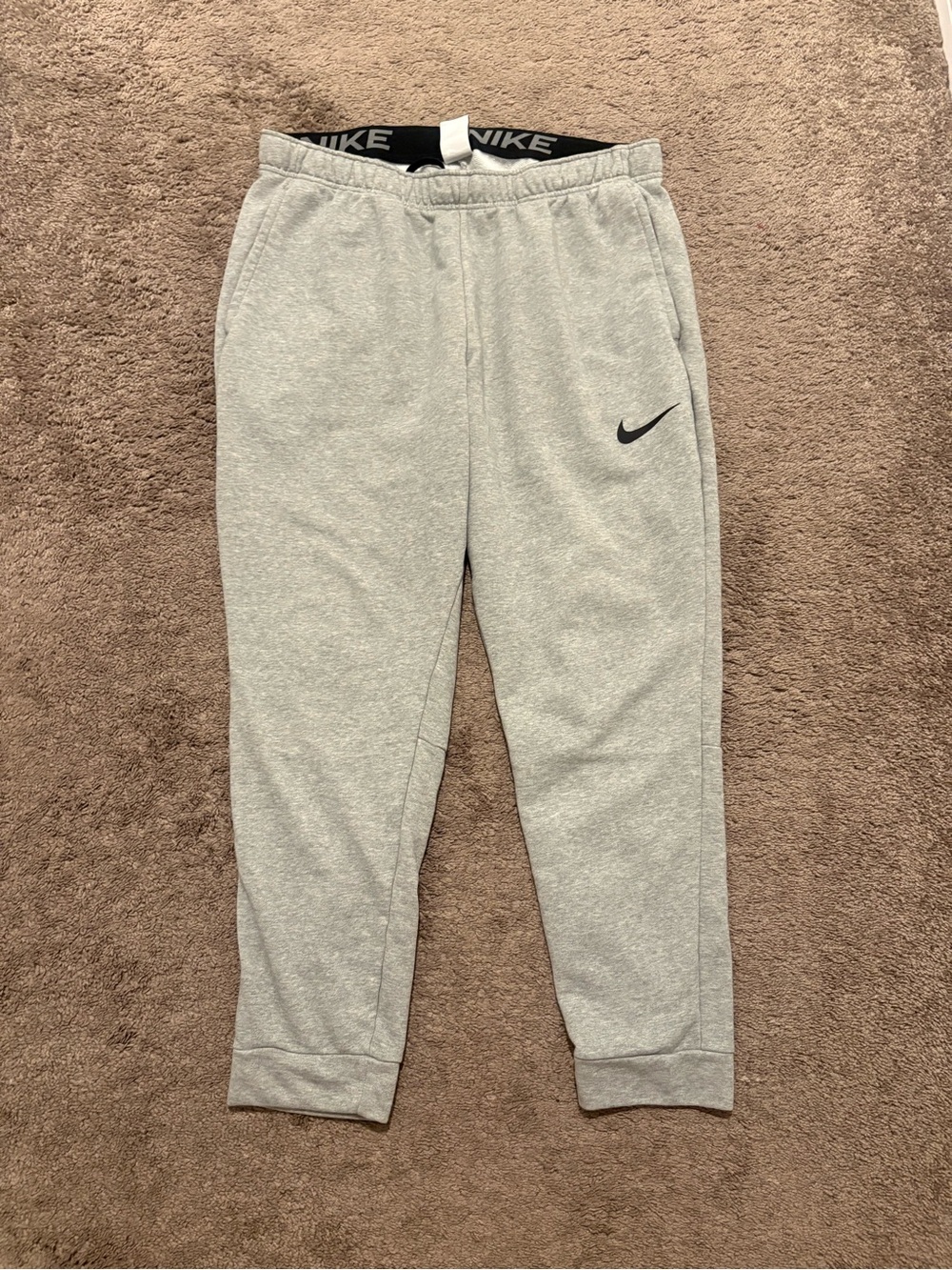 Nike Light Gray Jogger Sweatpants with Black Swoosh